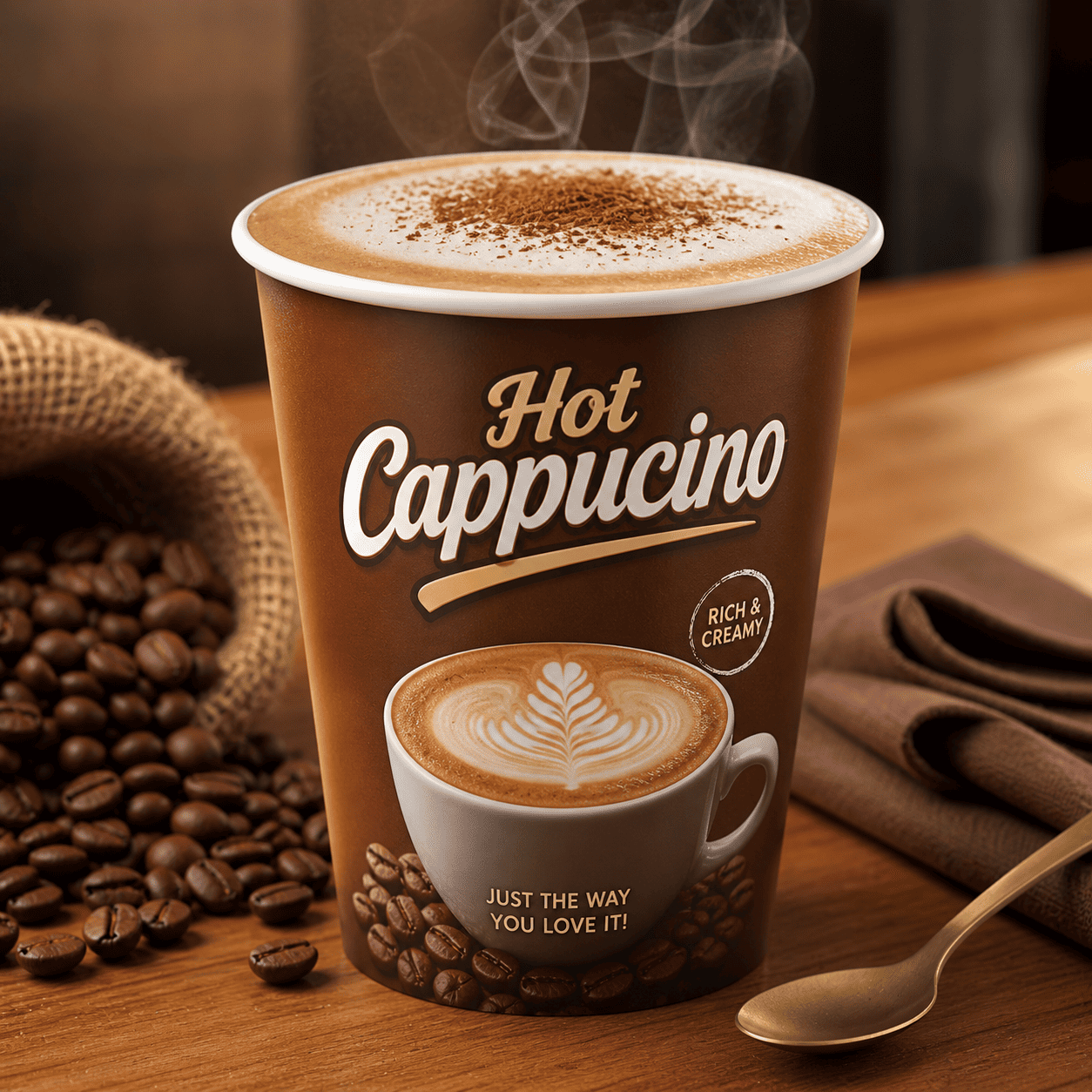 Hot Cappucino dari Thirty Three Brew dengan tampilan clean dan modern